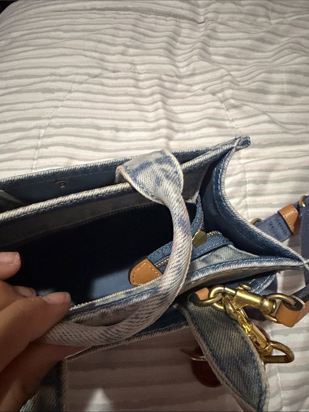Coach Denim Cherry Embroidered Tote - Picture 5 of 9